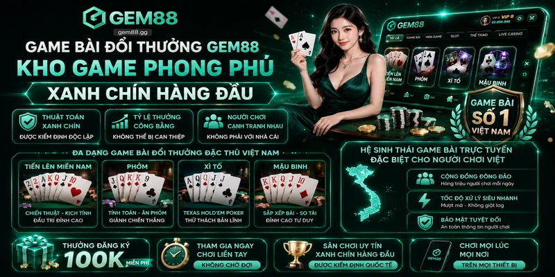 Game Bài Đổi Thưởng GEM88 – Kho Game Phong Phú Xanh Chín Hàng Đầu